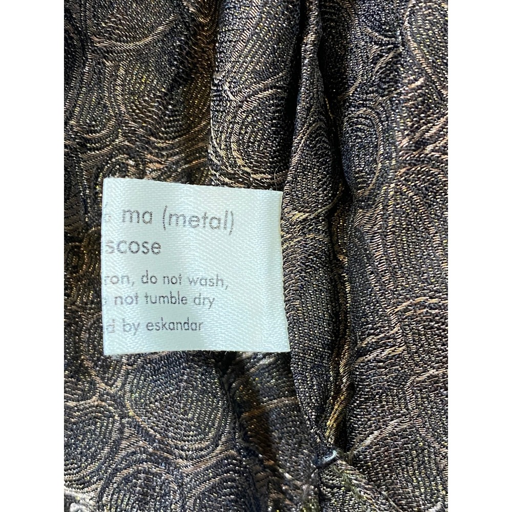VTG Eskandar Brocade Silk Kimono Jacket Womens 1 Brown Metallic Floral - Picture 9 of 11